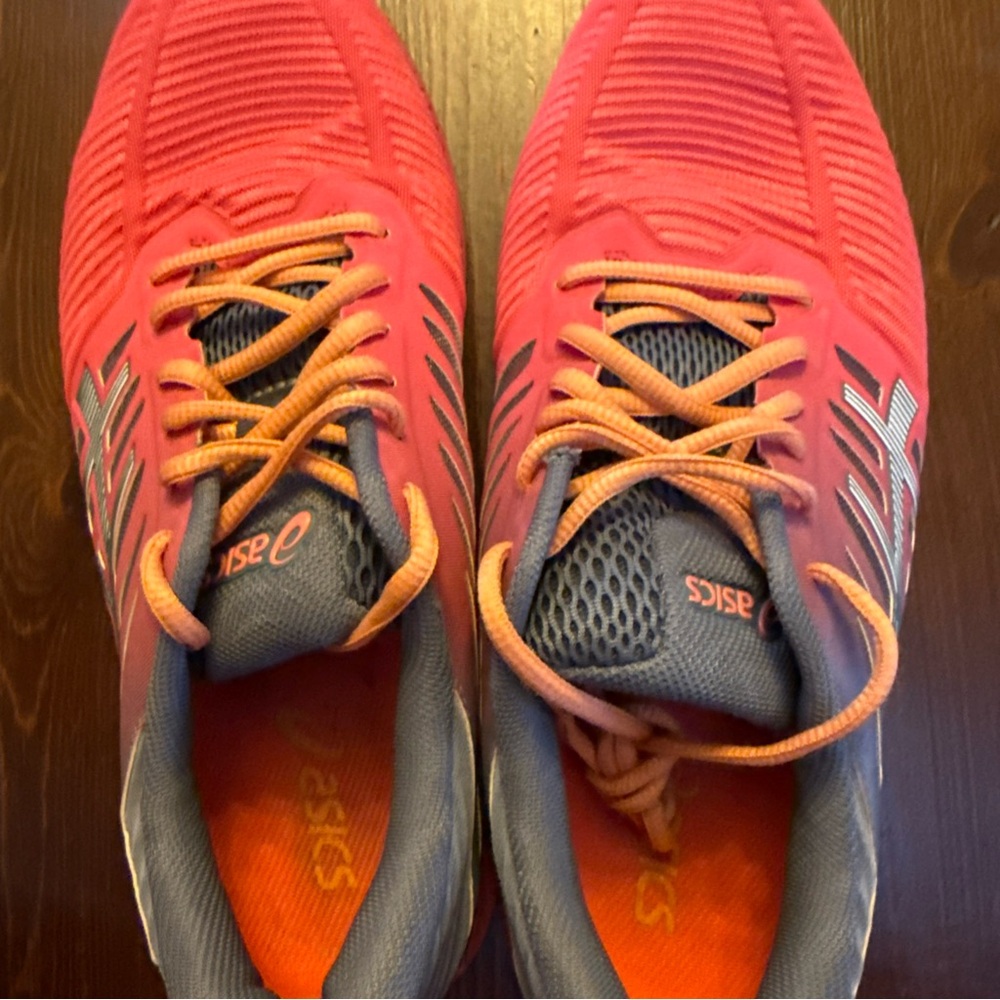 Asics fuzeGEL Womens Size 9.5 Athletic Running Shoes Orange Gray - Picture 5 of 7